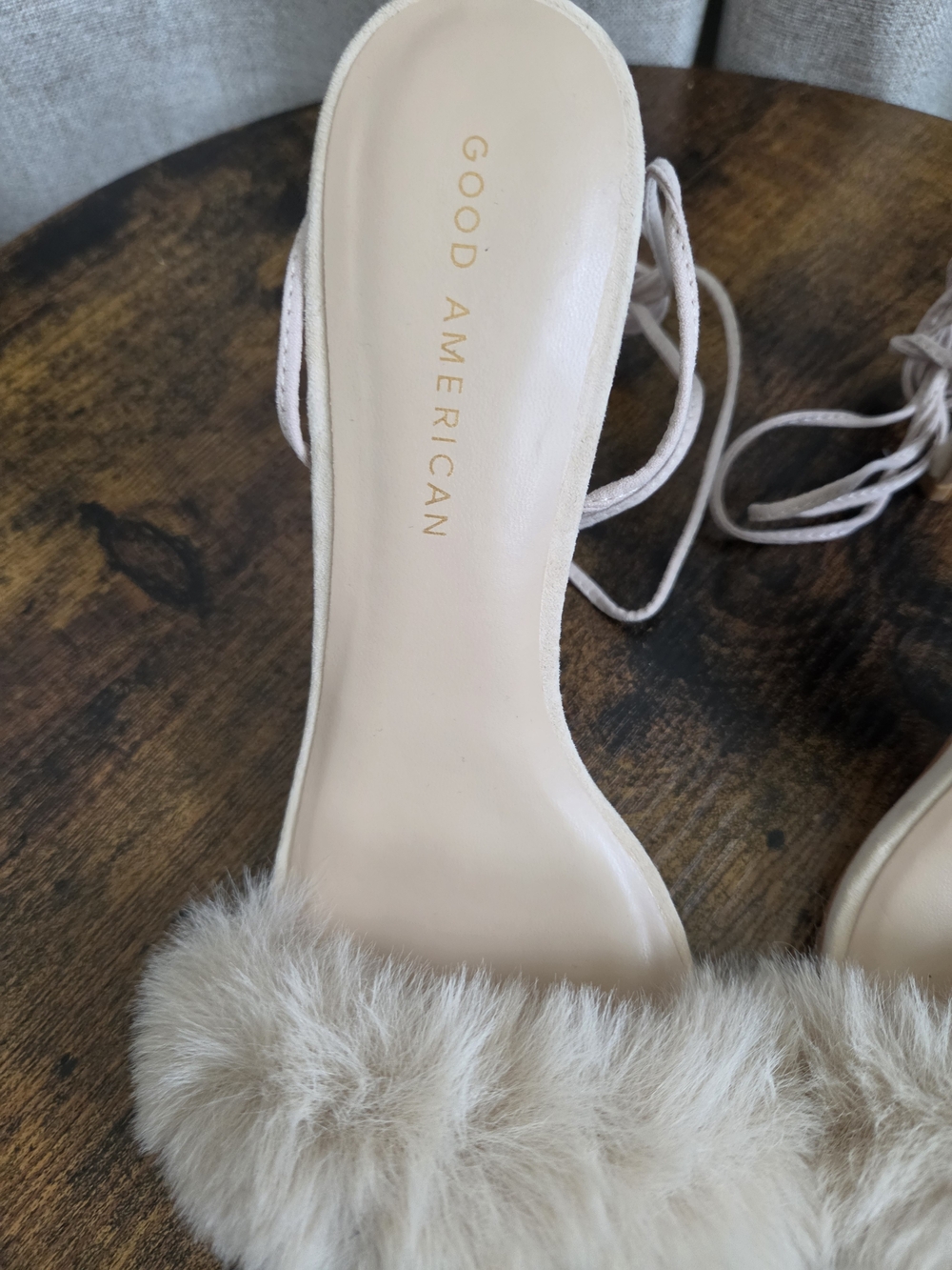 Good American Faux Fur Lace-Up Heels - Picture 2 of 5